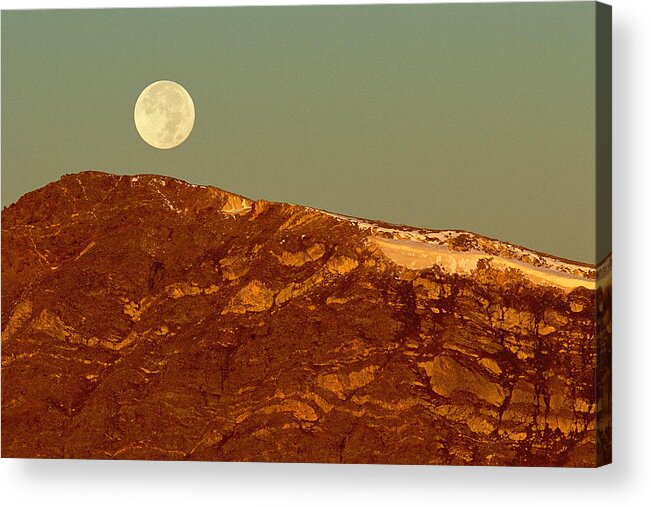 American West Acrylic Print featuring the photograph Moon Over Mount Ida by Eric Glaser