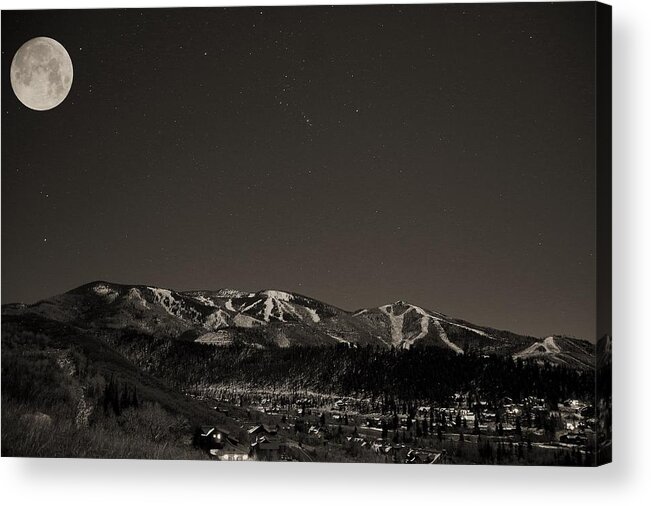 Steamboat Springs Acrylic Print featuring the photograph Moon Over Mt. Werner by Matt Helm