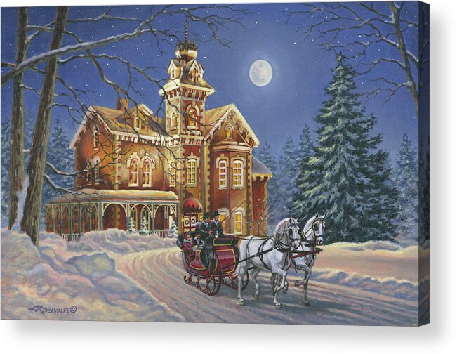 Edwardian Art Acrylic Print featuring the painting Moonlight Travelers by Richard De Wolfe