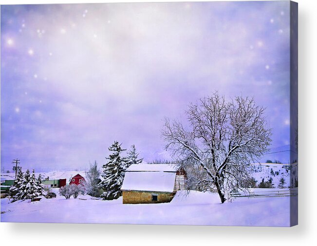 Farm Acrylic Print featuring the photograph Moonlit Farm by Theresa Tahara