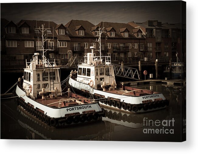 Britain Acrylic Print featuring the photograph Moored tug boats by Peter Noyce