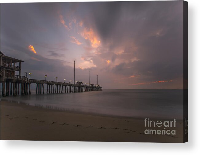 Jennette's Pier Acrylic Print featuring the photograph Morning at Jennette Pier by Dan Friend