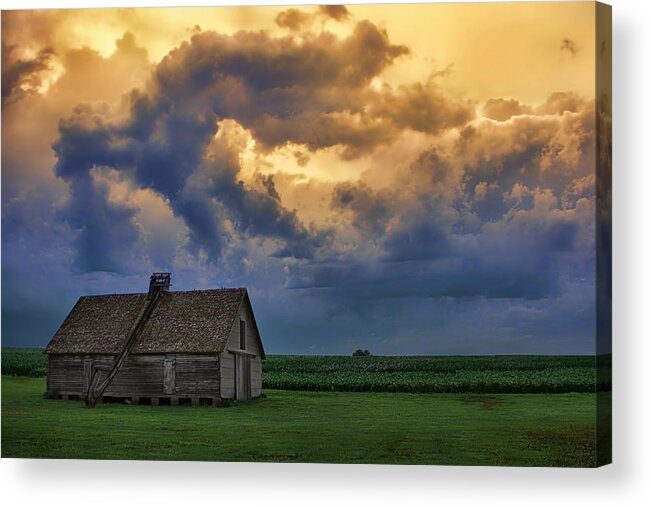 Barns Acrylic Print featuring the photograph Morning on the Farm - Nebraska Sunrise by Nikolyn McDonald