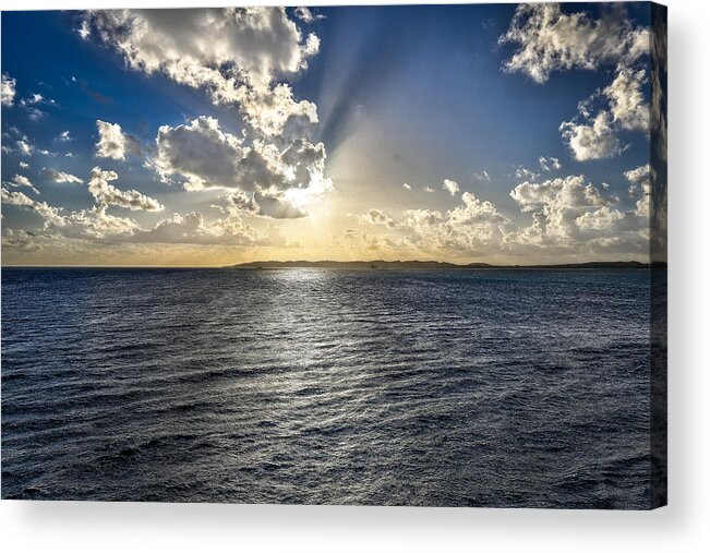 Sun Acrylic Print featuring the photograph Morning sun punching through the clouds in St. Croix by Craig Bowman