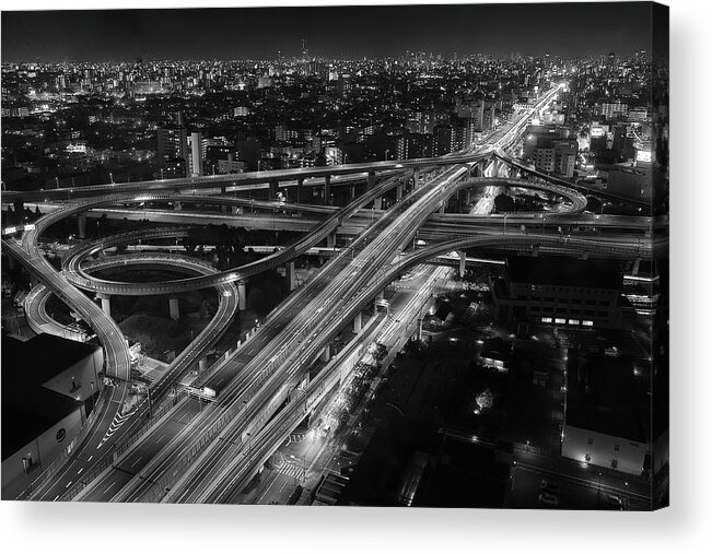 Night Acrylic Print featuring the photograph Motorway by Koji Sugimoto