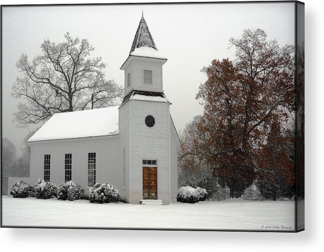 Snow Acrylic Print featuring the photograph Mount Calvary Methodist by Erika Fawcett