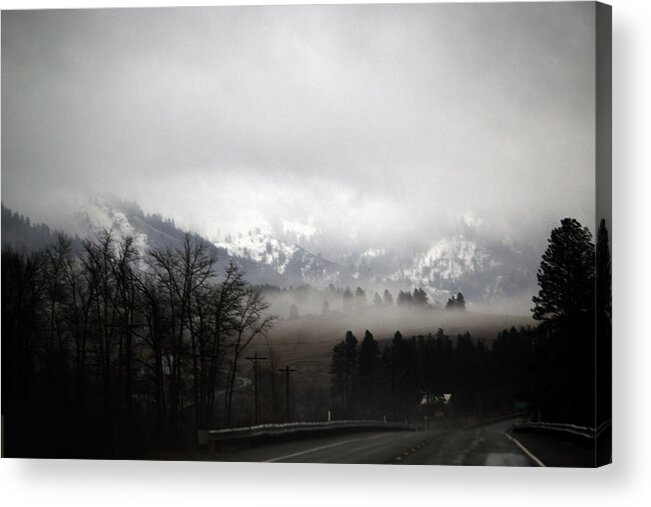 Landscapes Acrylic Print featuring the photograph Mountain Fog Above the Road by Edward Hawkins II
