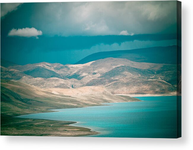 Lake Acrylic Print featuring the photograph Mountain lake in tibet Peiku-tso by Raimond Klavins