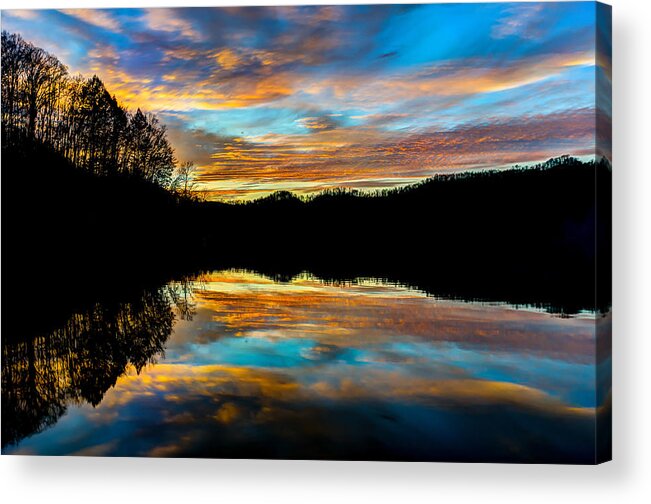 Cranks Creek Lake Acrylic Print featuring the photograph Mountain lake sunset by Anthony Heflin