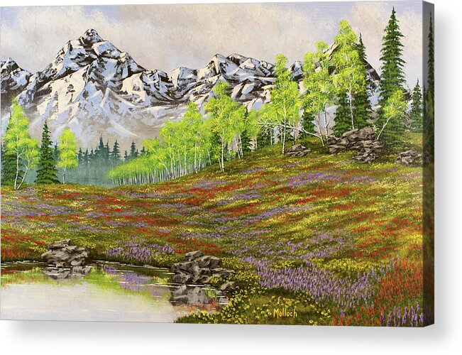 Mountain Meadow Acrylic Print featuring the painting Mountain Meadow by Jack Malloch
