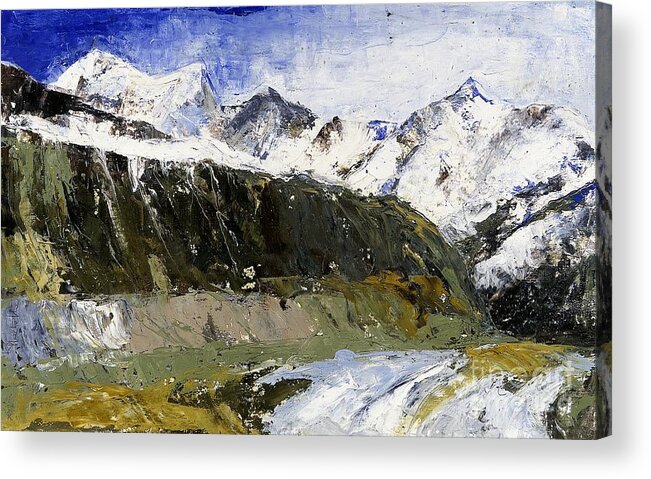 Mountain Acrylic Print featuring the painting Mountain study by Karina Plachetka