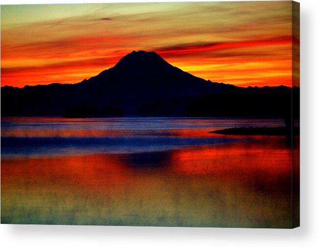 Mount Rainier Acrylic Print featuring the photograph Mountain Sunrise by Benjamin Yeager