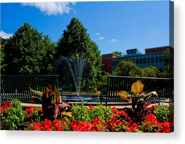 Michigan State University Acrylic Print featuring the photograph MSU Water fountain by John McGraw