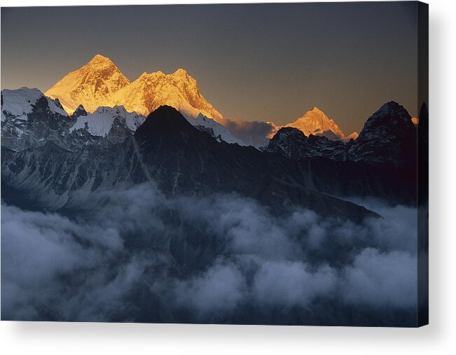 Feb0514 Acrylic Print featuring the photograph Mt Everest Lhotse And Makalu Nepal by Colin Monteath