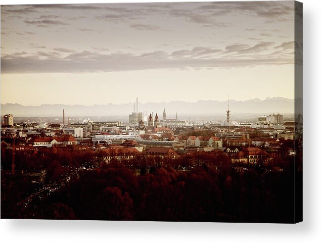 European Alps Acrylic Print featuring the photograph Munich Skyline by R-j-seymour