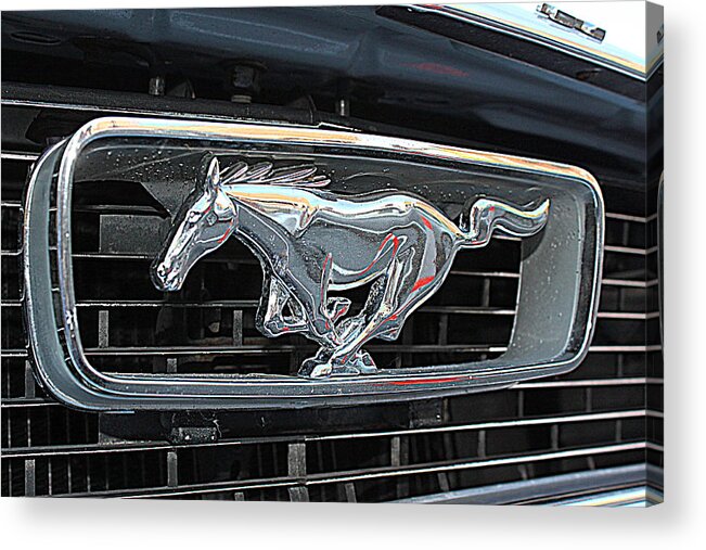 Mustang Logo Acrylic Print featuring the photograph Mustang Logo by Suzanne DeGeorge