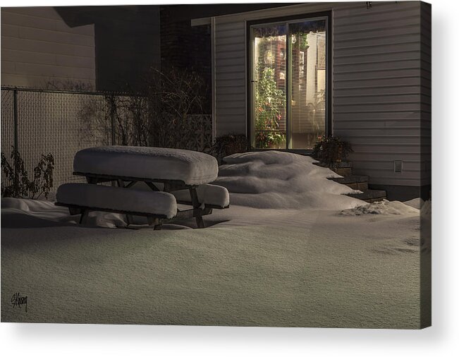 Snow Covered Table Acrylic Print featuring the photograph My Back Yard by Stan Kwong