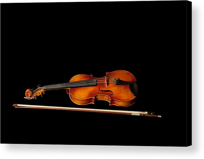 Violin Acrylic Print featuring the photograph My old fiddle and bow by Torbjorn Swenelius