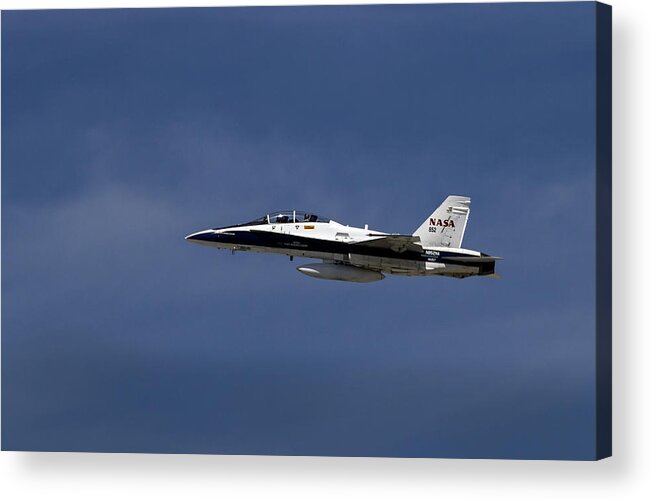 Nasa F18 Acrylic Print featuring the photograph Nasa's F18's Final Salute to Endeavor by Denise Dube