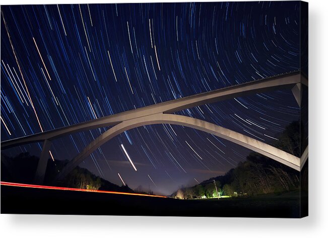 Natchez Trace Acrylic Print featuring the photograph Natchez Trace Bridge at Night by Malcolm MacGregor