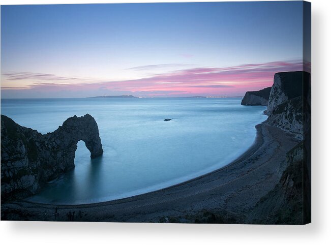 Water's Edge Acrylic Print featuring the photograph Natural Stone Arch, Dorset, Uk by Travelpix Ltd
