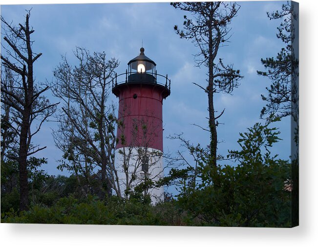 Cape Cod Landscape Photography Acrylic Print featuring the photograph Nauset Lighthouse amid the scrub pines by Jeff Folger