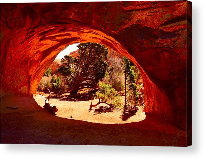 Arches National Park Navajo Arch Acrylic Print featuring the photograph Navajo Arch by Walt Sterneman