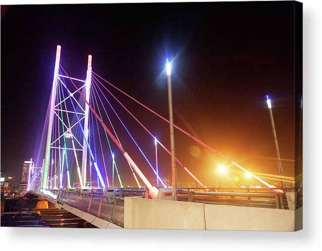 Built Structure Acrylic Print featuring the photograph Nelson Mandela Bridge At Night by Bfg Images