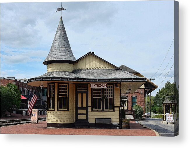 New Acrylic Print featuring the photograph New Hope RR Station by Hugh Smith