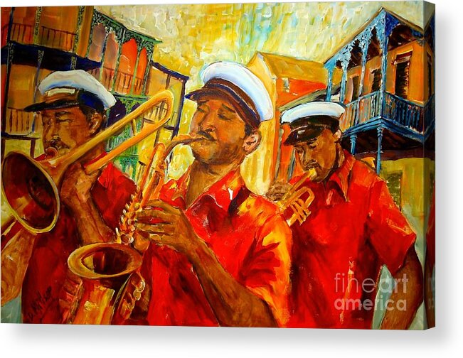 New Orleans Acrylic Print featuring the painting New Orleans Brass Band by Diane Millsap