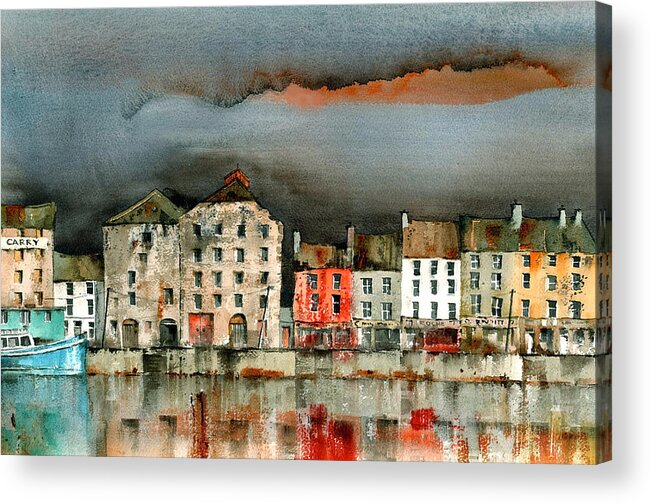 Val Byrne Acrylic Print featuring the painting New Ross Quays Wexford by Val Byrne