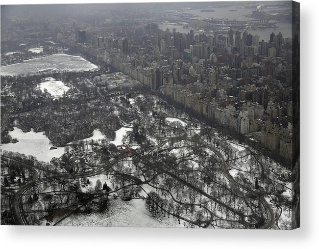 Central Park Acrylic Print featuring the photograph New York Area Prepares For Super Bowl by John Moore