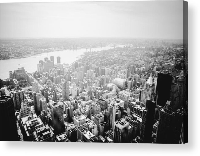 Nyc Acrylic Print featuring the photograph New York City Skyline - Foggy Day by Vivienne Gucwa