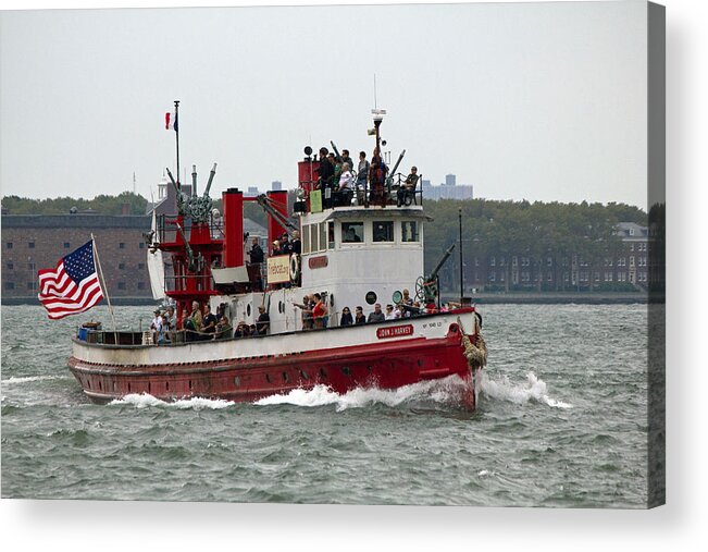 New York Fire Boat Acrylic Print featuring the photograph New York Fire Boat NYC by Susan Jensen