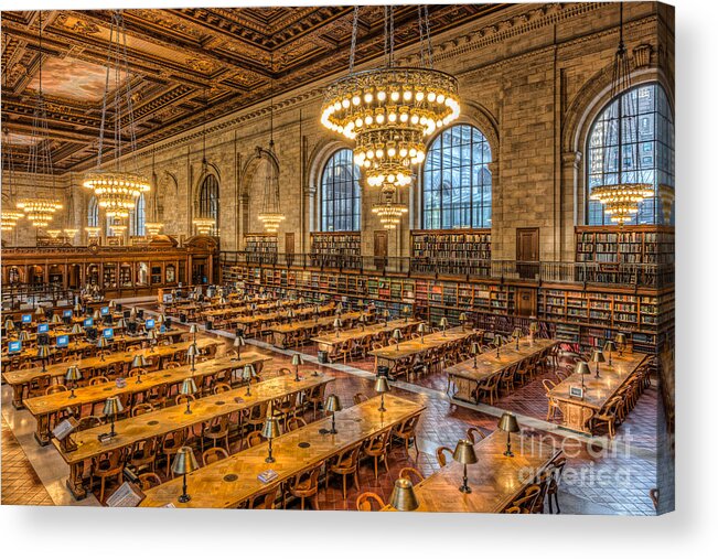 Clarence Holmes Acrylic Print featuring the photograph New York Public Library Main Reading Room IX by Clarence Holmes
