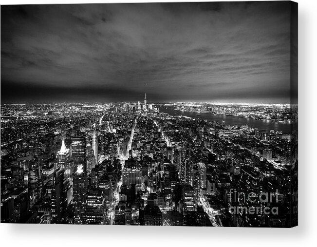 New York Acrylic Print featuring the photograph New York Skyline 1bw by Matt Malloy