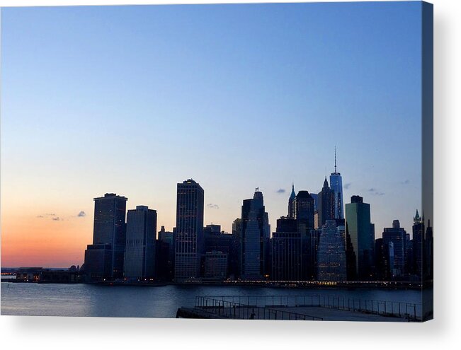 New York Acrylic Print featuring the photograph New York Skyline at Sunset by Diane Lent
