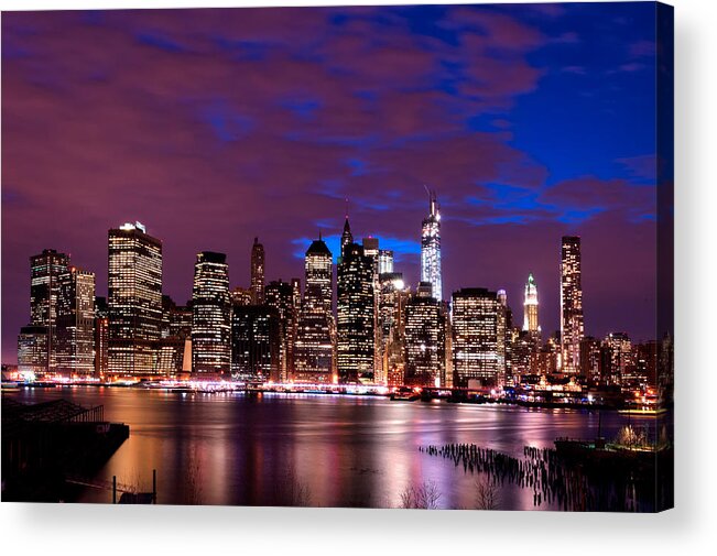 New York Acrylic Print featuring the photograph New York Skyline Magic Hour-- from Brooklyn Heights Promenade by Mitchell R Grosky