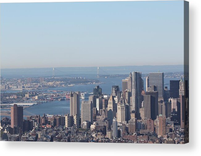 New York Acrylic Print featuring the photograph New York View And Verrazano-Narrows Bridge by David Grant