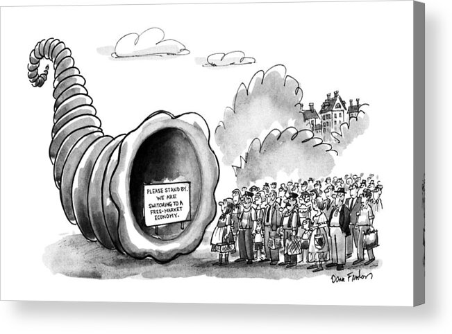 Government Acrylic Print featuring the drawing New Yorker September 3rd, 1990 by Dana Fradon