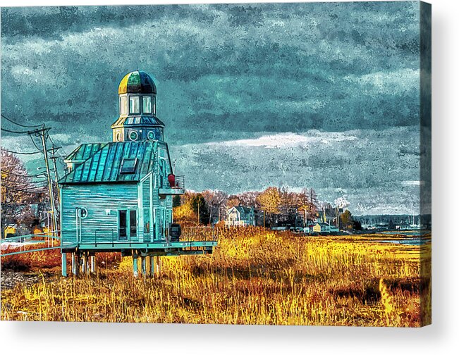 Watercolor Acrylic Print featuring the digital art Newbury House by Rick Mosher