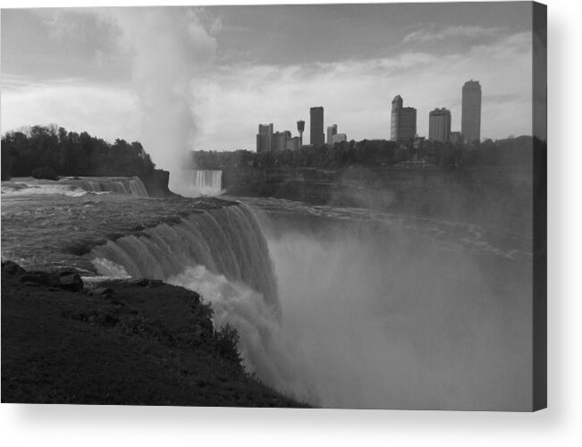 American Falls Acrylic Print featuring the photograph Niagara Falls - Autumn - B n W by Richard Andrews