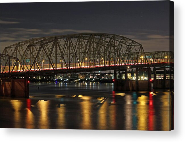 Bridges Acrylic Print featuring the photograph Night Crossing at I-5 by E Faithe Lester