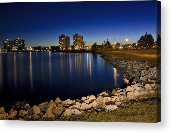 Night Acrylic Print featuring the photograph Night Light In Barrie by Hany J