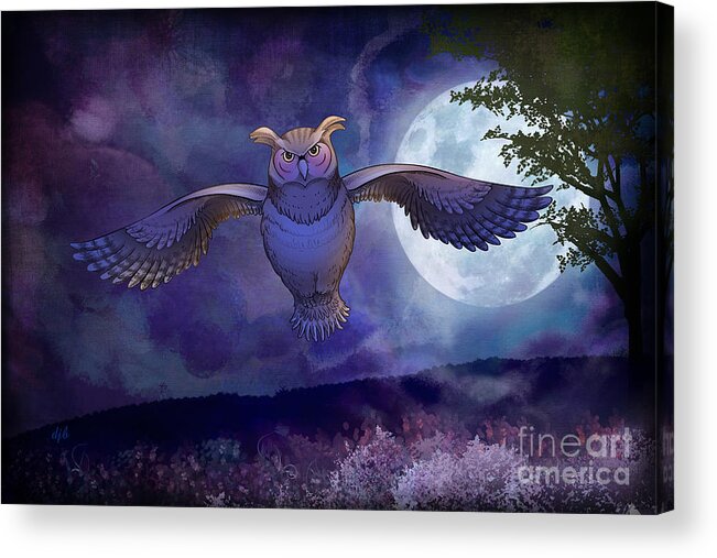 Night Acrylic Print featuring the digital art Night Owl by Peter Awax