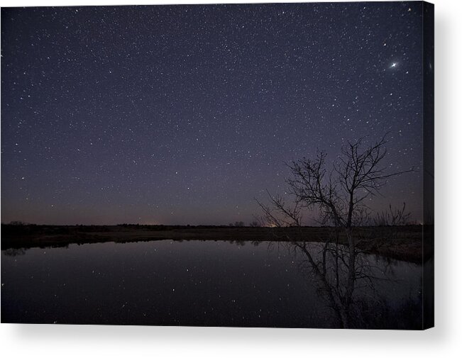 Alone Acrylic Print featuring the photograph Night Sky Reflection by Melany Sarafis