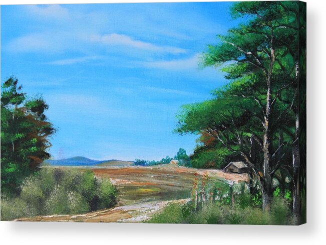 Landscape Acrylic Print featuring the painting Nipa Hut in the Barrio by Remegio Onia