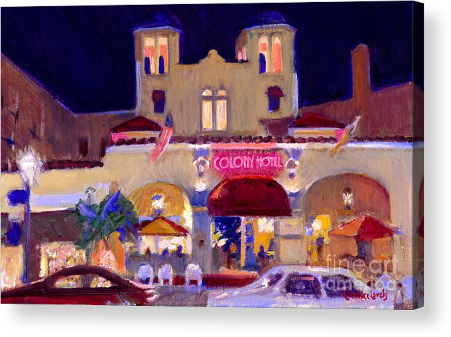 Delray Beach Acrylic Print featuring the painting Nite at the Colony by Candace Lovely
