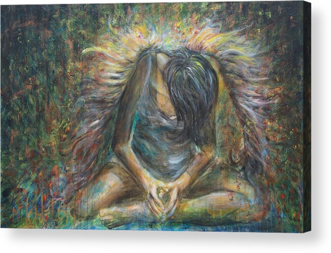 Angel Acrylic Print featuring the painting No Paradise by Nik Helbig