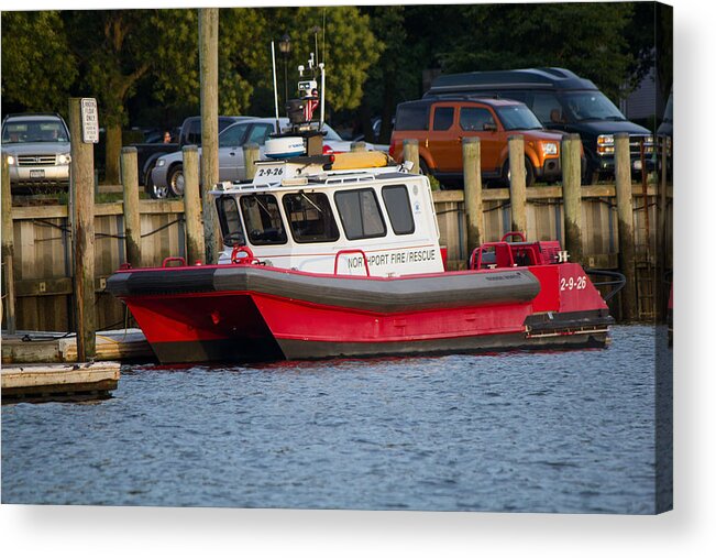 Northport Acrylic Print featuring the photograph Northport Fire Boat Long Island New York by Susan Jensen